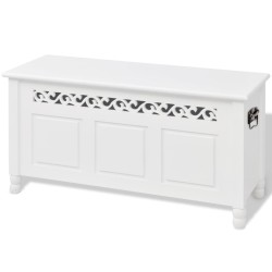 vidaXL Aufbewahrungsbank Barockstil MDF Weiß