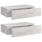 vidaXL Wand-Schubladenregale 2 Stk. Betongrau 40x23,5x10 cm MDF
