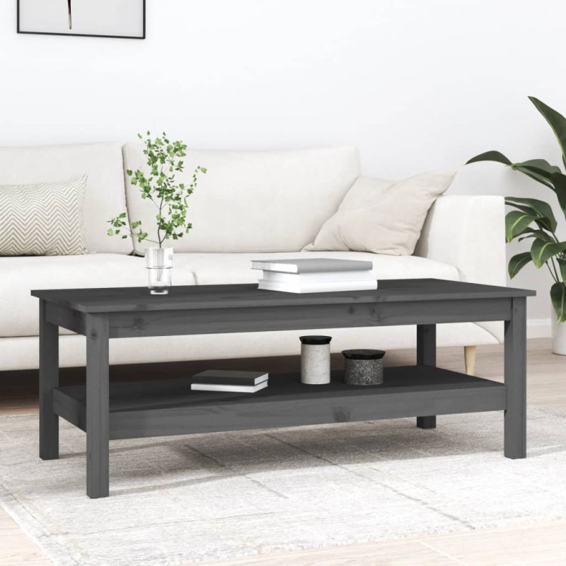 vidaXL Couchtisch Grau 110x50x40 cm Massivholz Kiefer vidaXL Couchtisch Grau 110x50x40 cm Massivholz Kiefer