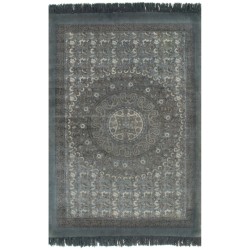 vidaXL Kelim-Teppich Baumwolle 120x180 cm mit Muster Grau