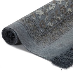 vidaXL Kelim-Teppich Baumwolle 120x180 cm mit Muster Grau