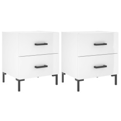 vidaXL Nachttische 2 Stk. Hochglanz-Weiß 40x35x47,5 cm Holzwerkstoff