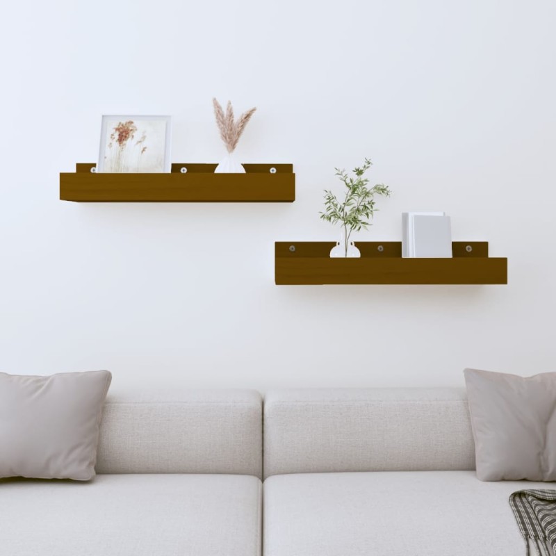 vidaXL Wandregale 2 Stk. Honigbraun 50x12x9 cm Massivholz Kiefer vidaXL Wandregale 2 Stk. Honigbraun 50x12x9 cm Massivholz Kiefer