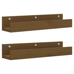 vidaXL Wandregale 2 Stk. Honigbraun 50x12x9 cm Massivholz Kiefer