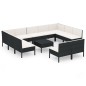 vidaXL 12-tlg. Garten-Lounge-Set mit Auflagen Poly Rattan Schwarz vidaXL 12-tlg. Garten-Lounge-Set mit Auflagen Poly Rattan Schwarz