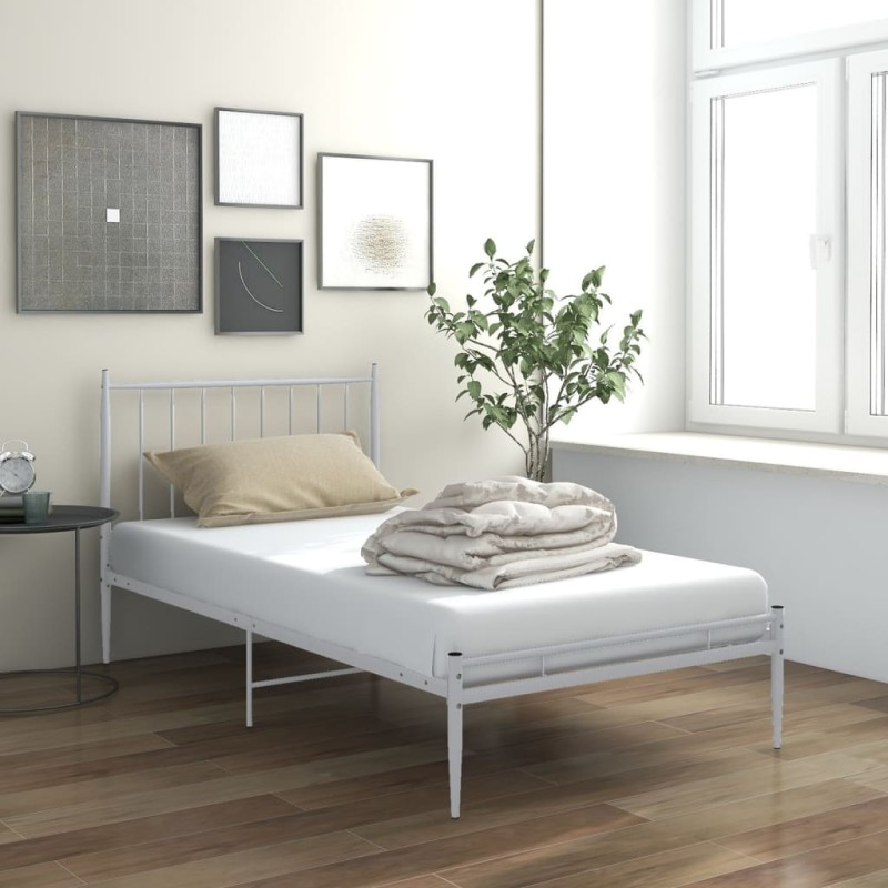 vidaXL Bett Weiß Metall 100x200 cm vidaXL Bett Weiß Metall 100x200 cm