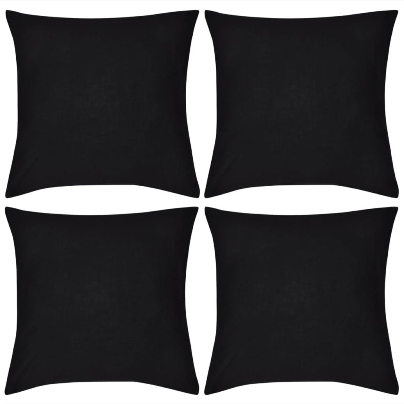 4 schwarze Kissenbezüge Baumwolle 50 x 50 cm 4 schwarze Kissenbezüge Baumwolle 50 x 50 cm