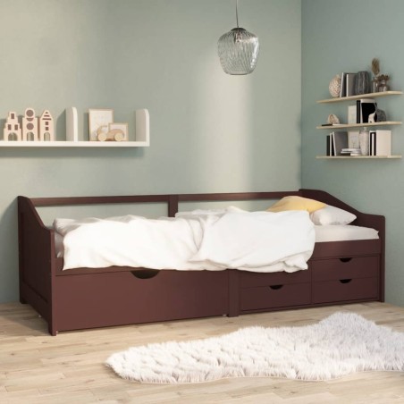 vidaXL Tagesbett 3-Sitzer Schubladen Dunkelbraun Kiefernholz 90x200 cm
