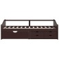 vidaXL Tagesbett 3-Sitzer Schubladen Dunkelbraun Kiefernholz 90x200 cm vidaXL Tagesbett 3-Sitzer Schubladen Dunkelbraun Kiefernholz 90x200 cm