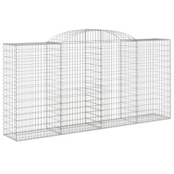 vidaXL Gabione mit Hochbogen 300x50x140/160 cm Verzinktes Eisen