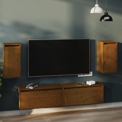 vidaXL Wandschränke 2 Stk. Honigbraun 30x30x60 cm Massivholz Kiefer