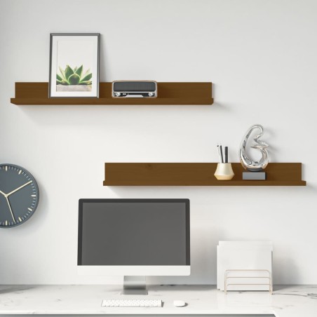 vidaXL Wandregale 2 Stk. Honigbraun 80x11x9 cm Massivholz Kiefer