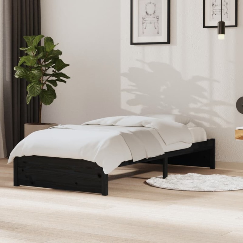 vidaXL Massivholzbett Schwarz 90x190 cm vidaXL Massivholzbett Schwarz 90x190 cm