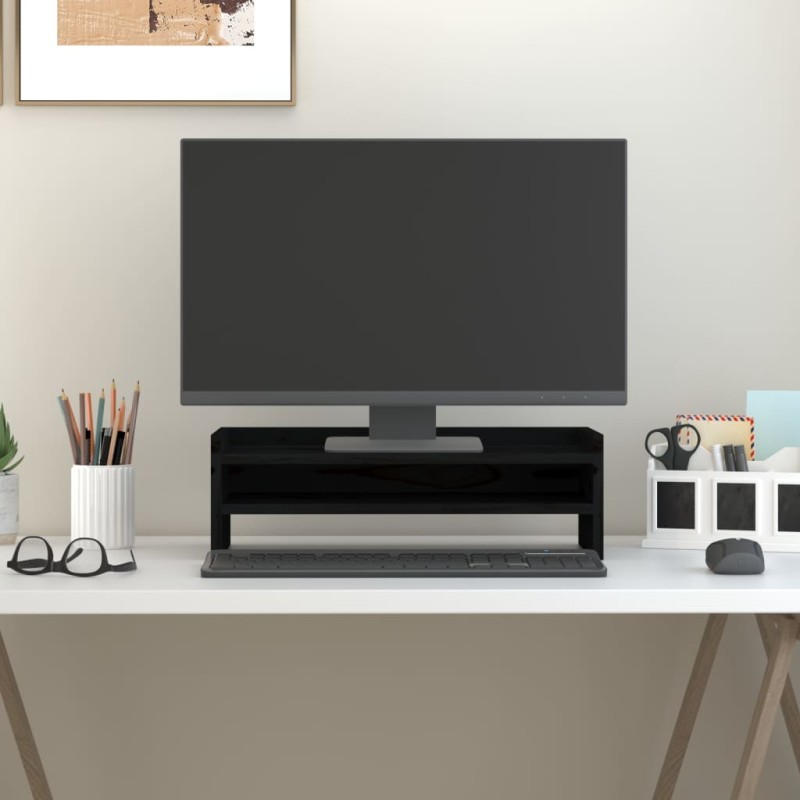 vidaXL Monitorständer Schwarz 50x24x16 cm Massivholz Kiefer vidaXL Monitorständer Schwarz 50x24x16 cm Massivholz Kiefer