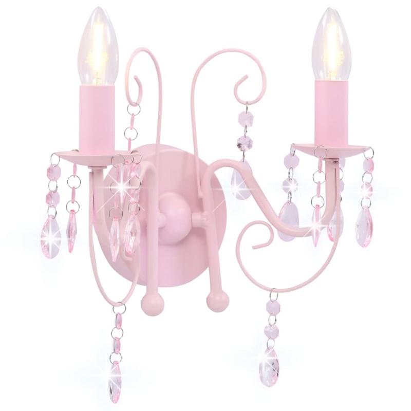 vidaXL Wandleuchte mit Perlen Rosa 2 × E14-Fassungen vidaXL Wandleuchte mit Perlen Rosa 2 × E14-Fassungen
