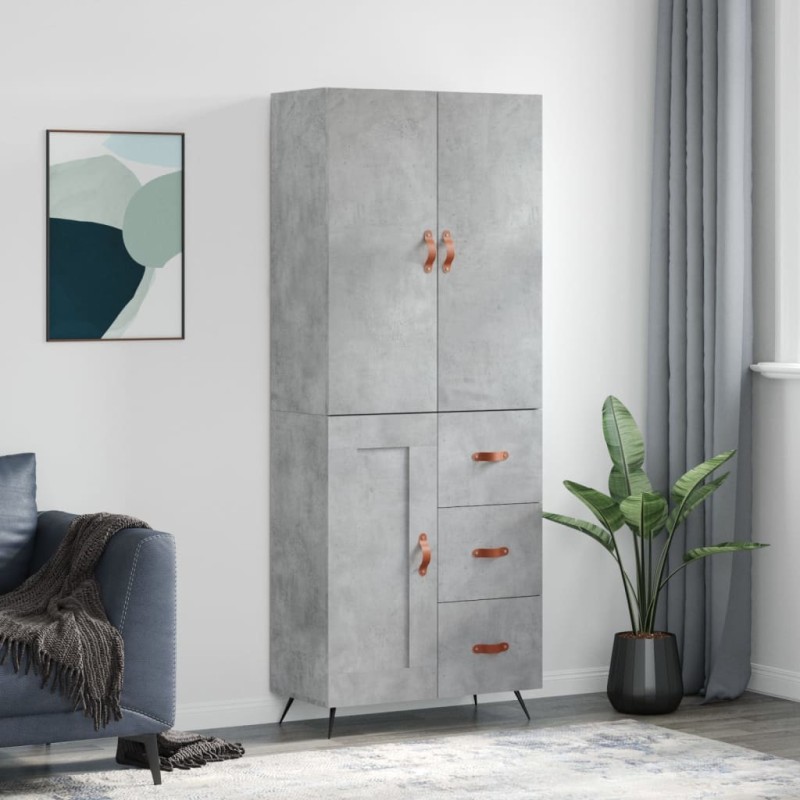 Highboard Betongrau 69,5x34x180 cm Holzwerkstoff Highboard Betongrau 69,5x34x180 cm Holzwerkstoff