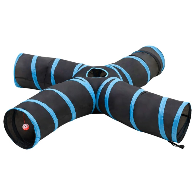 vidaXL Katzentunnel 4-Wege Schwarz und Blau 25 cm Polyester vidaXL Katzentunnel 4-Wege Schwarz und Blau 25 cm Polyester