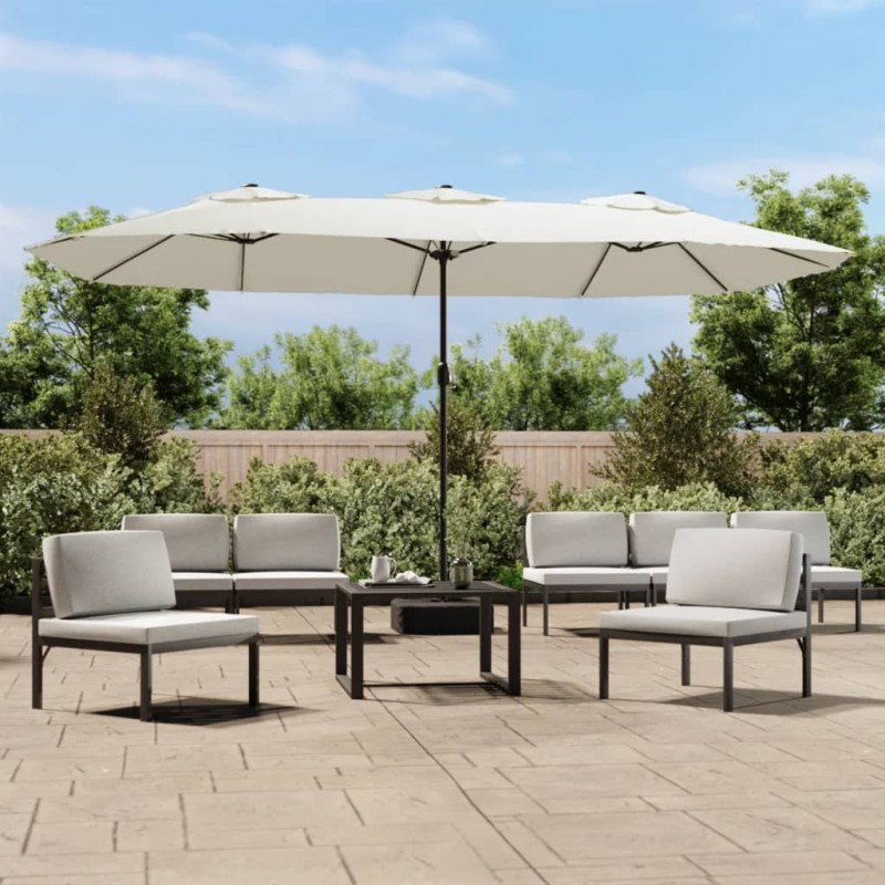 vidaXL Doppelsonnenschirm Sandweiß 449x245 cm vidaXL Doppelsonnenschirm Sandweiß 449x245 cm