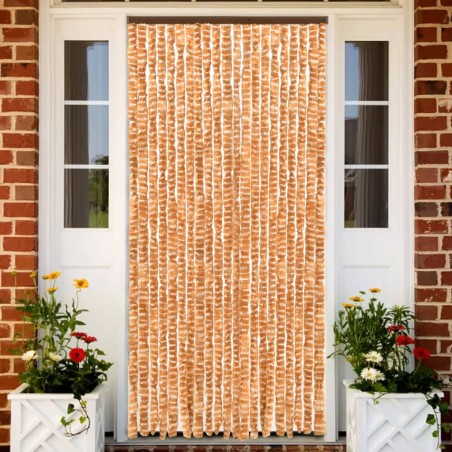 vidaXL Insektenschutz-Vorhang Ocker und Weiß 90x220 cm Chenille