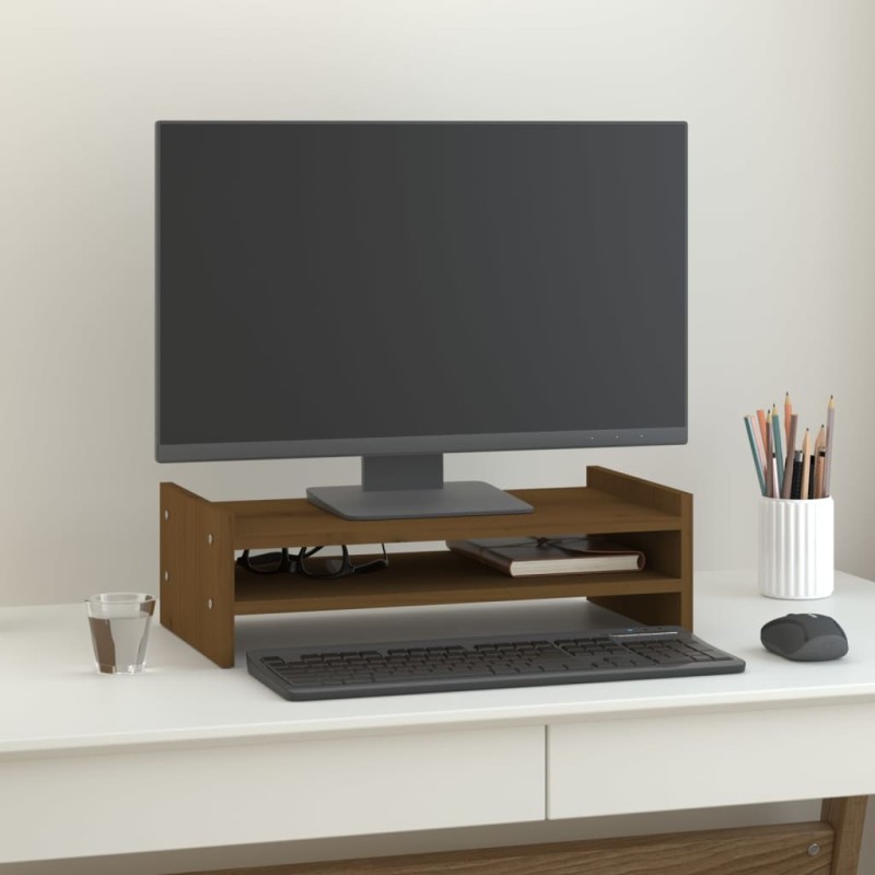 vidaXL Monitorständer Honigbraun 50x27x15 cm Massivholz Kiefer vidaXL Monitorständer Honigbraun 50x27x15 cm Massivholz Kiefer