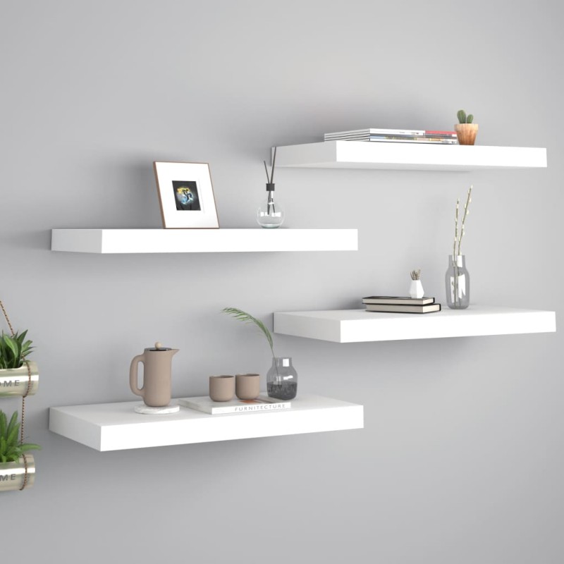 vidaXL Schwebende Wandregale 4 Stk. Weiß 50x23x3,8cm MDF vidaXL Schwebende Wandregale 4 Stk. Weiß 50x23x3,8cm MDF