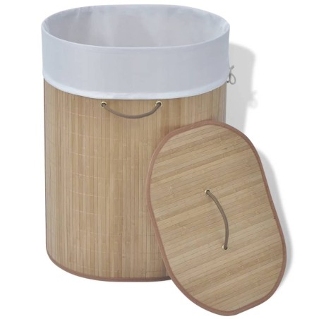 vidaXL Bambus-Wäschekorb Oval Natur