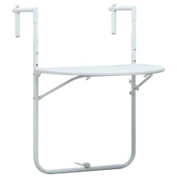 vidaXL Balkonhängetisch Weiß 60 x 64 x 83,5 cm Kunststoff Rattanoptik