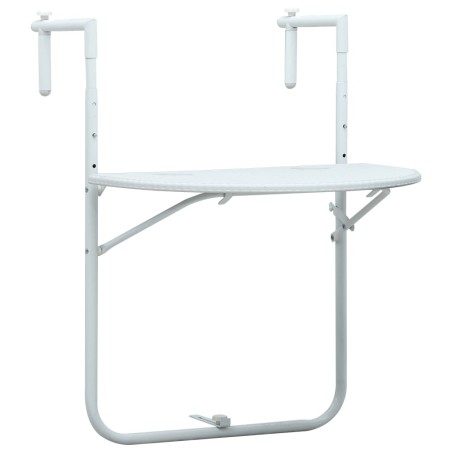 vidaXL Balkonhängetisch Weiß 60 x 64 x 83,5 cm Kunststoff Rattanoptik