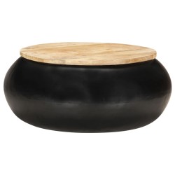 vidaXL Couchtisch Schwarz 68x68x30 cm Massivholz Mango
