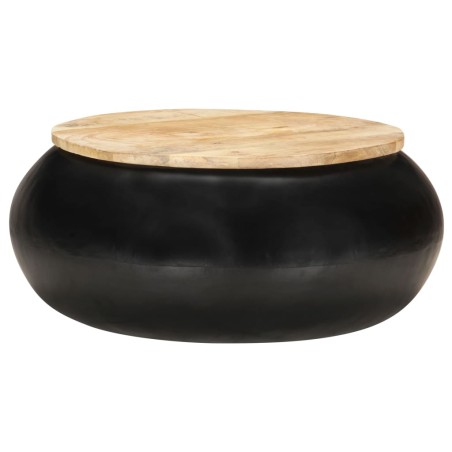 vidaXL Couchtisch Schwarz 68x68x30 cm Massivholz Mango