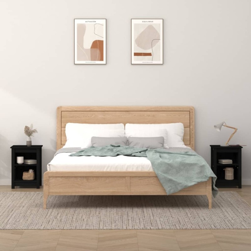 vidaXL Nachttische 2 Stk. Schwarz 40x35x55 cm Massivholz Kiefer vidaXL Nachttische 2 Stk. Schwarz 40x35x55 cm Massivholz Kiefer