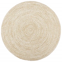 vidaXL Teppich Handgefertigt Jute Weiß und Braun 240 cm