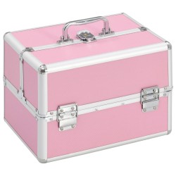 vidaXL Kosmetikkoffer 22x30x21 cm Rosa Aluminium 