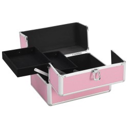 vidaXL Kosmetikkoffer 22x30x21 cm Rosa Aluminium 