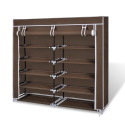 vidaXL Stoff Schuhschrank mit Abdeckung 115 x 28 x 110 cm Braun 