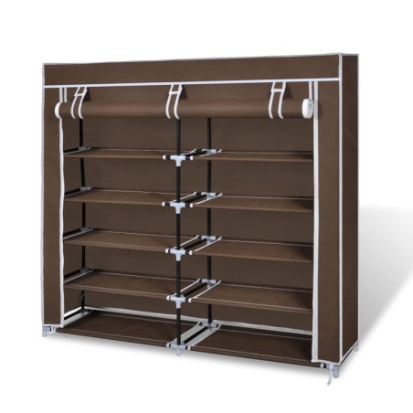 vidaXL Stoff Schuhschrank mit Abdeckung 115 x 28 x 110 cm Braun 