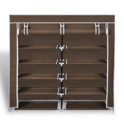 vidaXL Stoff Schuhschrank mit Abdeckung 115 x 28 x 110 cm Braun 
