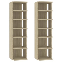 vidaXL Schuhschränke 2 Stk. Sonoma-Eiche 27,5x27x102 cm