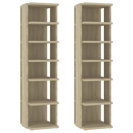 vidaXL Schuhschränke 2 Stk. Sonoma-Eiche 27,5x27x102 cm