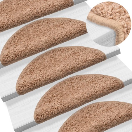 vidaXL Treppenmatten 15 Stk. Beige 65x21x4 cm