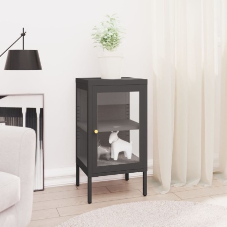 vidaXL Sideboard Anthrazit 38x35x70 cm Stahl und Glas