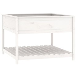 vidaXL Pflanzkübel mit Ablage Weiß 111,5x111,5x81 cm Massivholz Kiefer