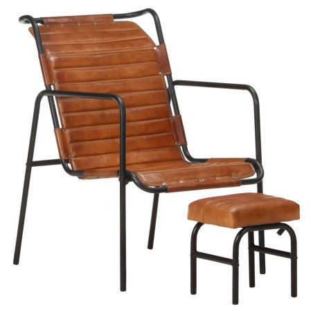 vidaXL Relaxsessel mit Fußhocker Braun Echtleder