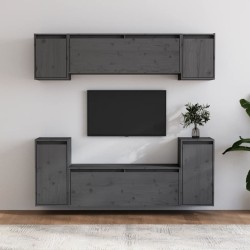 vidaXL TV-Schränke 6 Stk. Grau Massivholz Kiefer