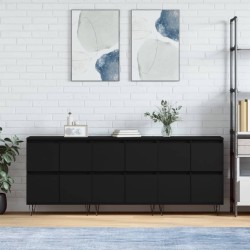 vidaXL Sideboards 3 Stk. Schwarz Holzwerkstoff