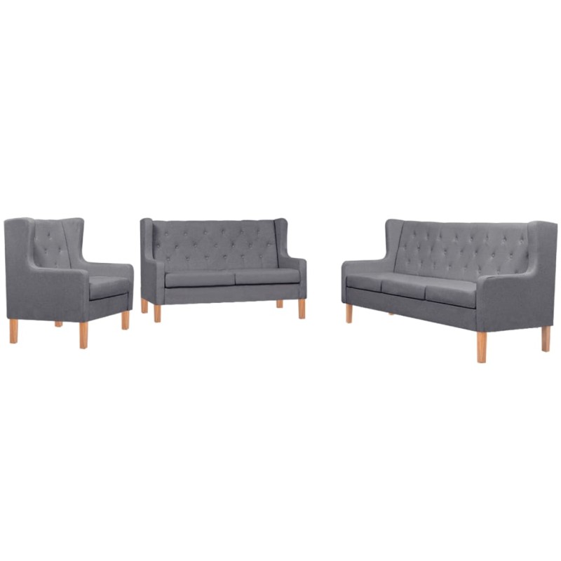 vidaXL 3-tlg. Sofa-Set Stoff Grau vidaXL 3-tlg. Sofa-Set Stoff Grau
