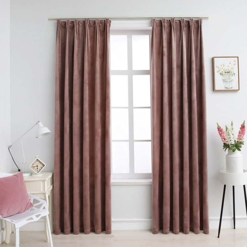 vidaXL Verdunkelungsvorhänge Haken 2 Stk. Samt Antik-Rosa 140x225cm vidaXL Verdunkelungsvorhänge Haken 2 Stk. Samt Antik-Rosa 140x225cm