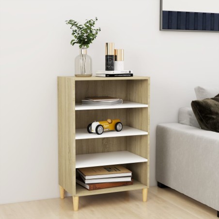 vidaXL Sideboard Weiß Sonoma-Eiche 57x35x90 cm Holzwerkstoff