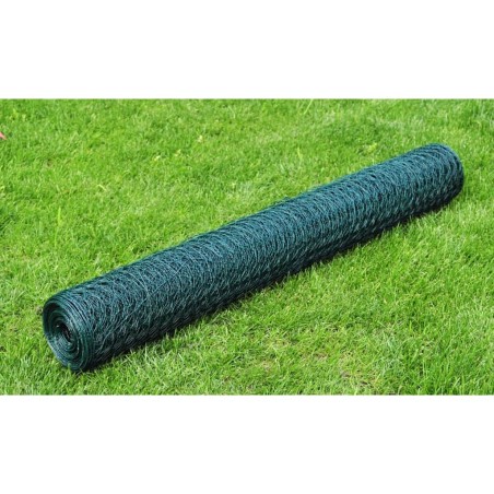 vidaXL Maschendraht Verzinkt mit PVC-Beschichtung 25×1 m Grün 