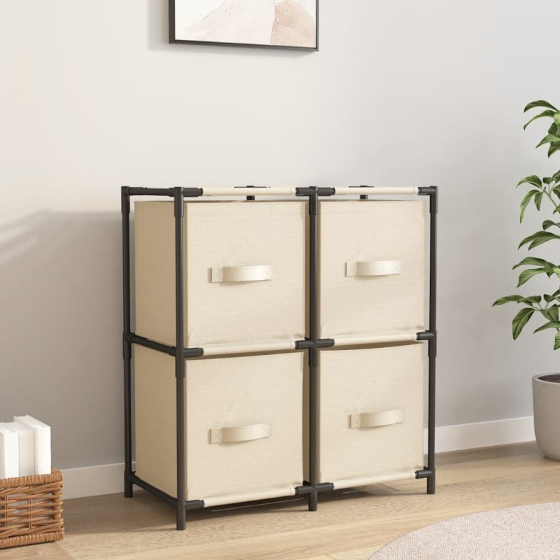 vidaXL Kommode mit 4 Körben aus Stoff Creme 63×30×71 cm Stahl vidaXL Kommode mit 4 Körben aus Stoff Creme 63×30×71 cm Stahl
